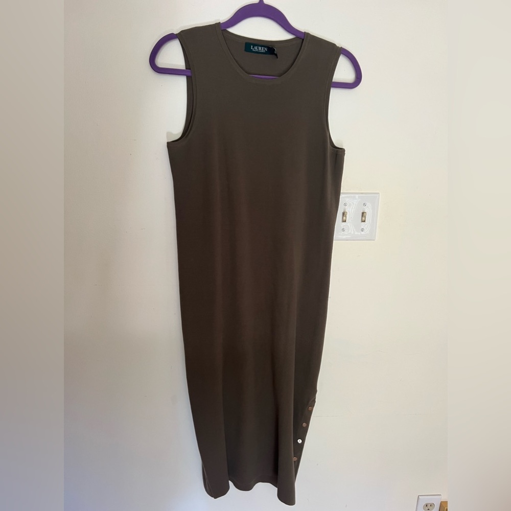 Lauren Ralph Knit Dress Small. Side slit snaps or wear it open